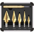 5PCS Tin-coated Step Drill Bit Set